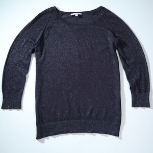 Gap Women's Sparkle Knit Sweater Navy Long Sleeve Crew Neck Size Medium